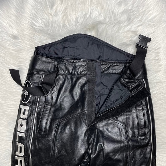 Polaris Pure Black Leather Insulated Snowmobile Pants - Picture 7 of 11